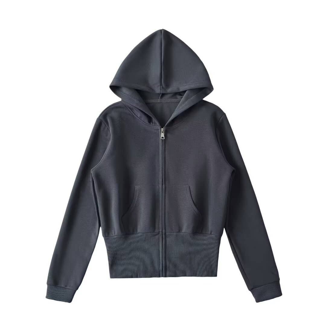 American retro waist-cinching hooded sweatshirt