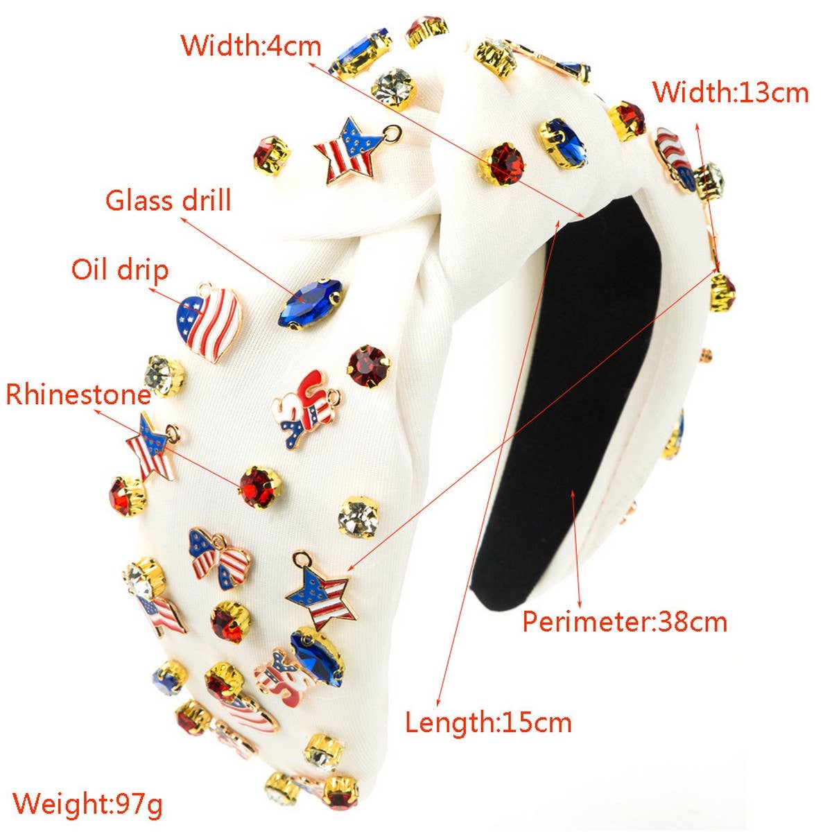 NEW AMERICAN FLAG HEADBAND WITH DIAMONDS_CWAHA1255