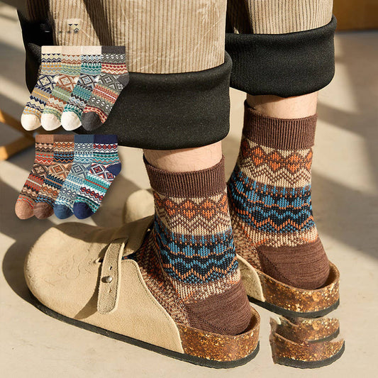 CWMS02731_VINTAGE TRIBAL STRIPE SHORT CREW KNIT SOCKS
