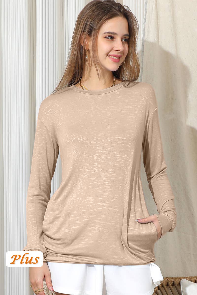 CWTTL1431_Round Neck Long Sleeved Top