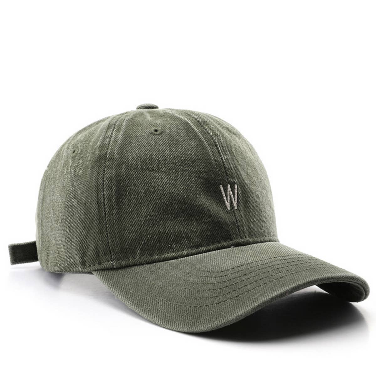 CWAH3213_VINTAGE DENIM LETTER EMBROIDERY BASEBALL CAP