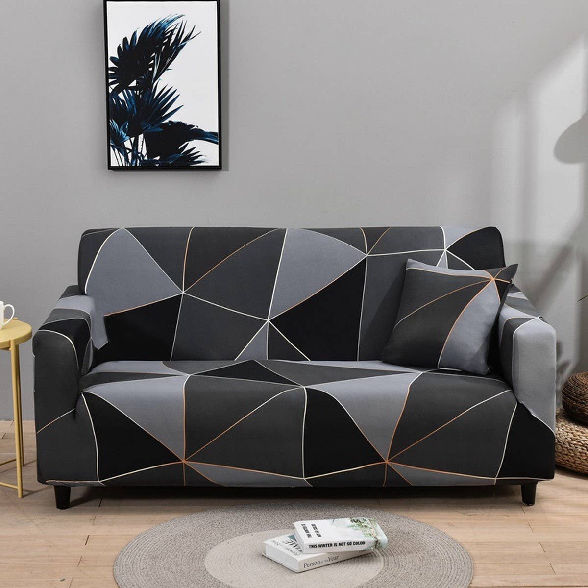 Printed Milk Silk Sofa Cover, Stretch & Full Fit_CWMM8325