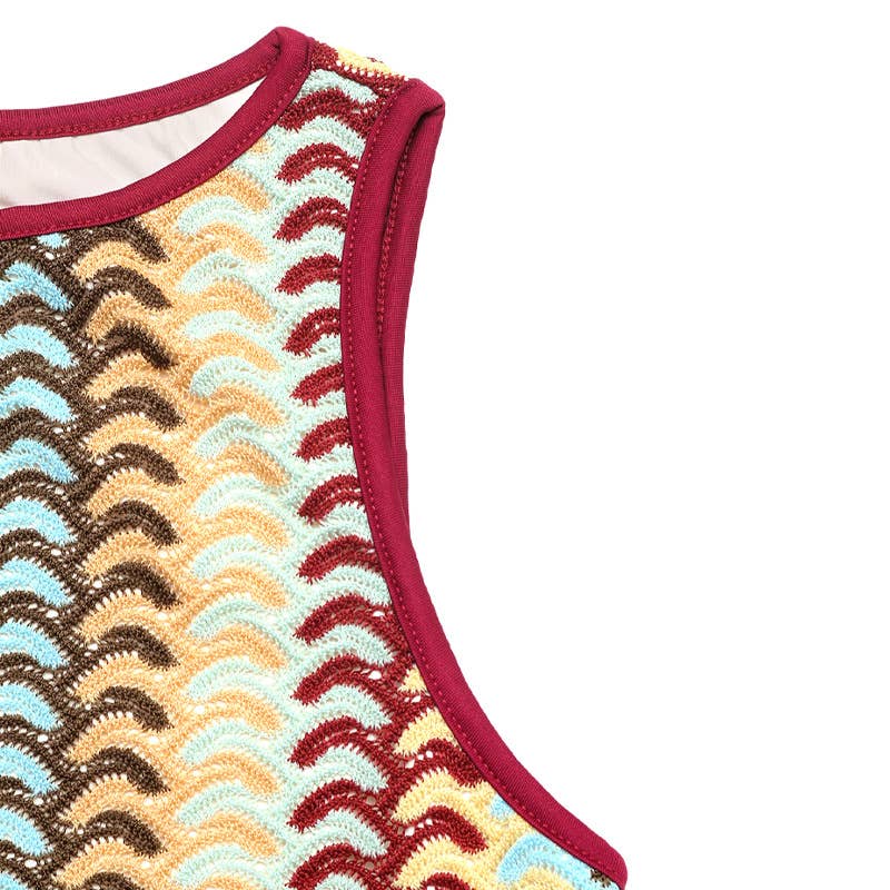 Colorful striped crocheted sleeveless slim dress