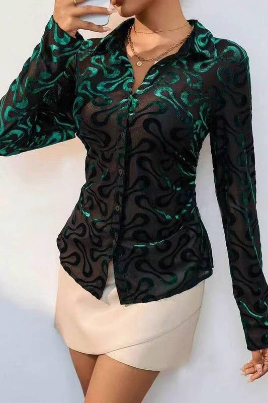 CWTBLL3875_LADIES FASHION COMMUTER PRINTED LONG SLEEVE SHIRT