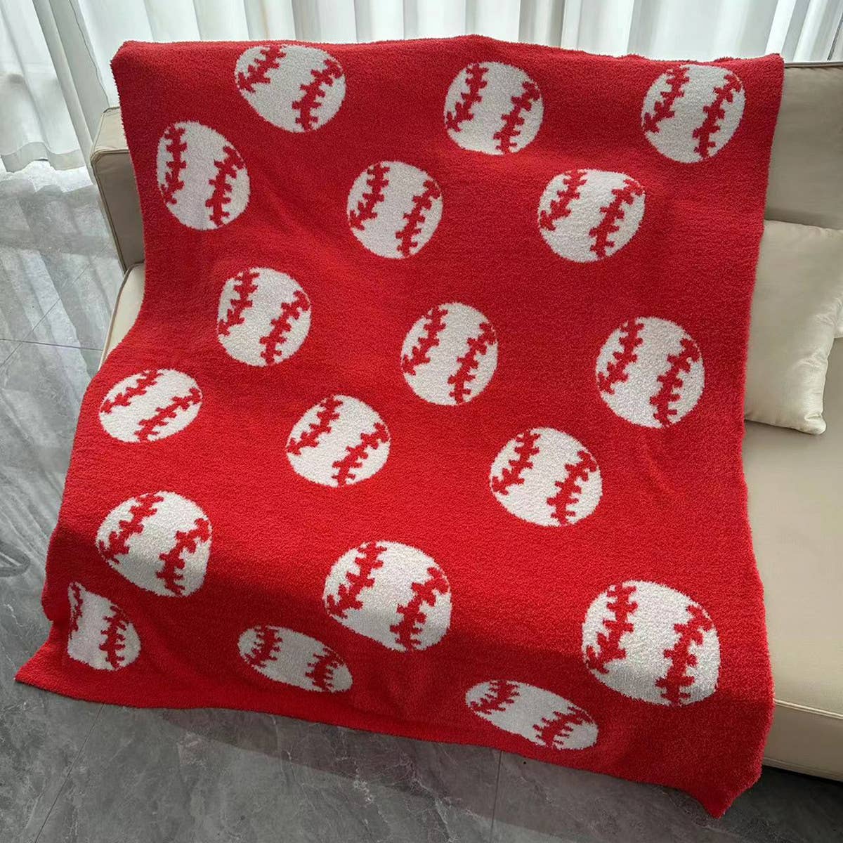 BALL BASEBALL PATTERN KNITTED BLANKET_CWMM0315