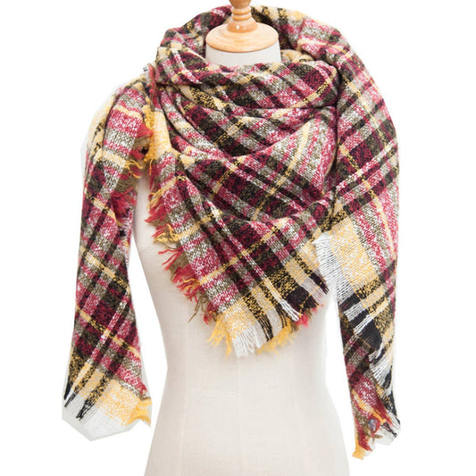 New Large Plaid Triangle Scarf - Spring to Winter