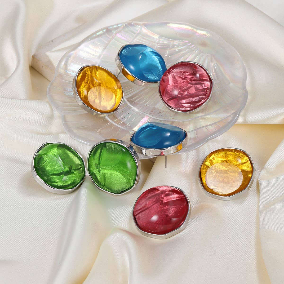 COLORFUL STAINLESS STUD EARRINGS JEWELRY
