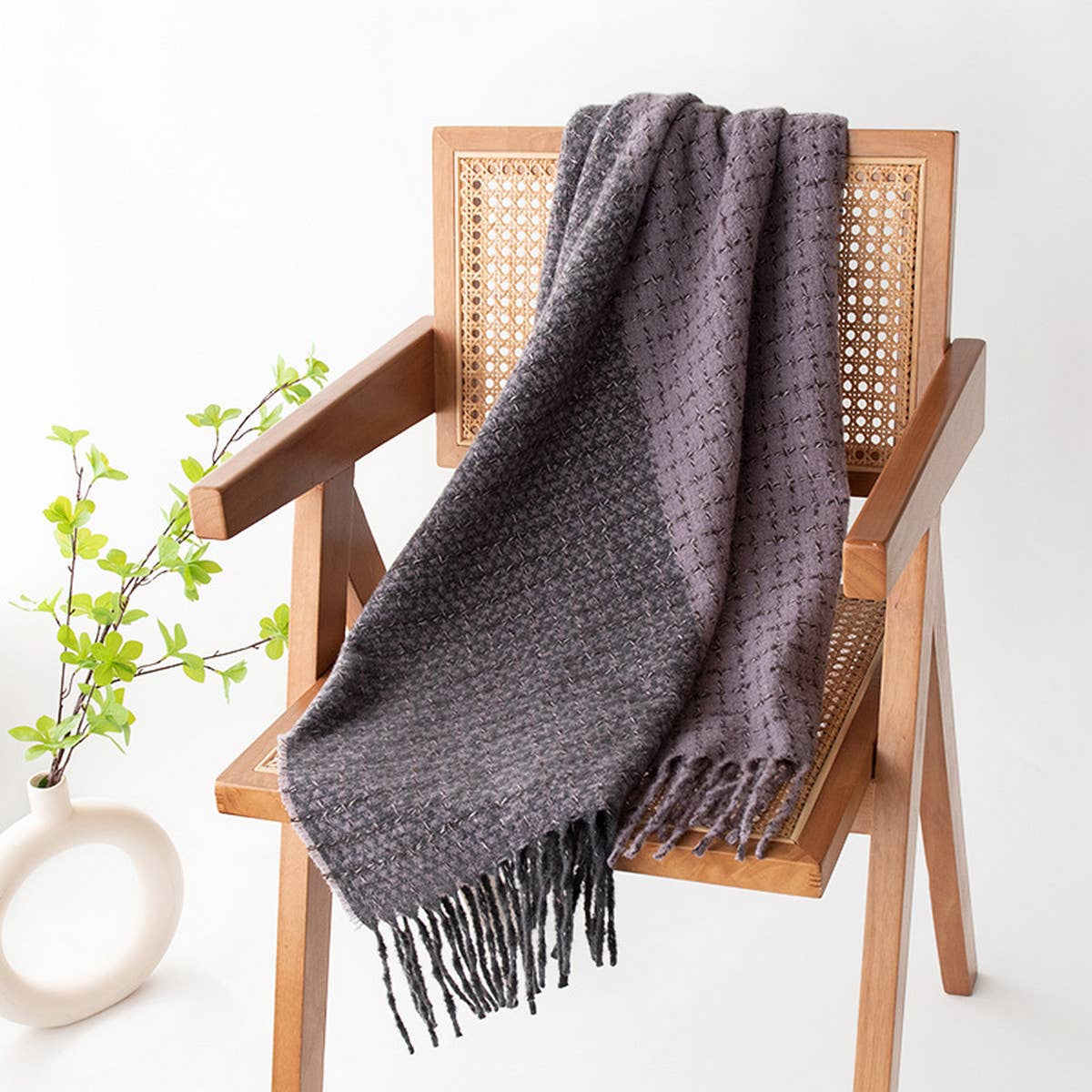 Soft Plaid Scarf - Vintage Tassel Women's Wrap_CWASC1001
