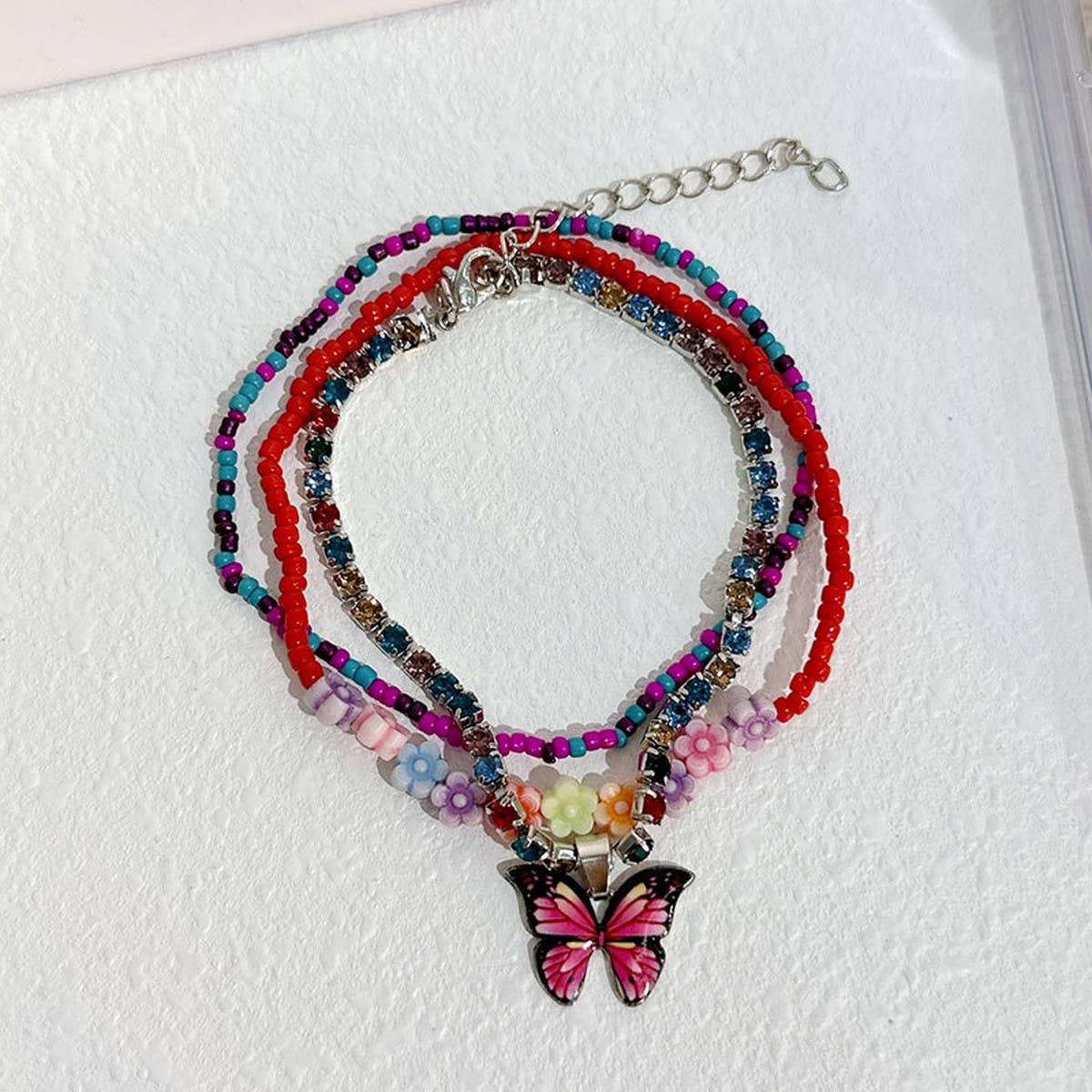 Boho Butterfly & Flower Anklet Set ??Handmade_CWMM6358