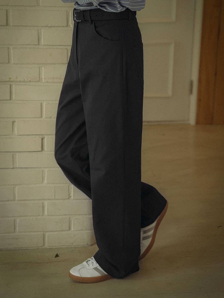 Elegant pure cotton straight-leg pants