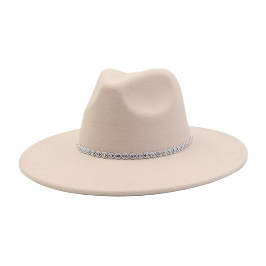 Heart Top Wide Brim Wool Blend Fedora Hat for All_CWAH04389