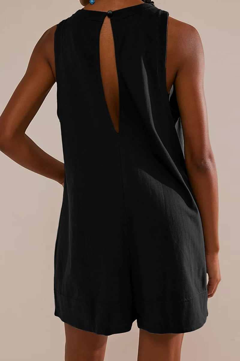 CWSJS1138_SUMMER SLEEVELESS CASUAL POCKET ROMPER