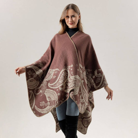 CASHEW FLOWER SHAWL SLIT CAPE DOUBLE-SIDED SCARF_CWASC2222