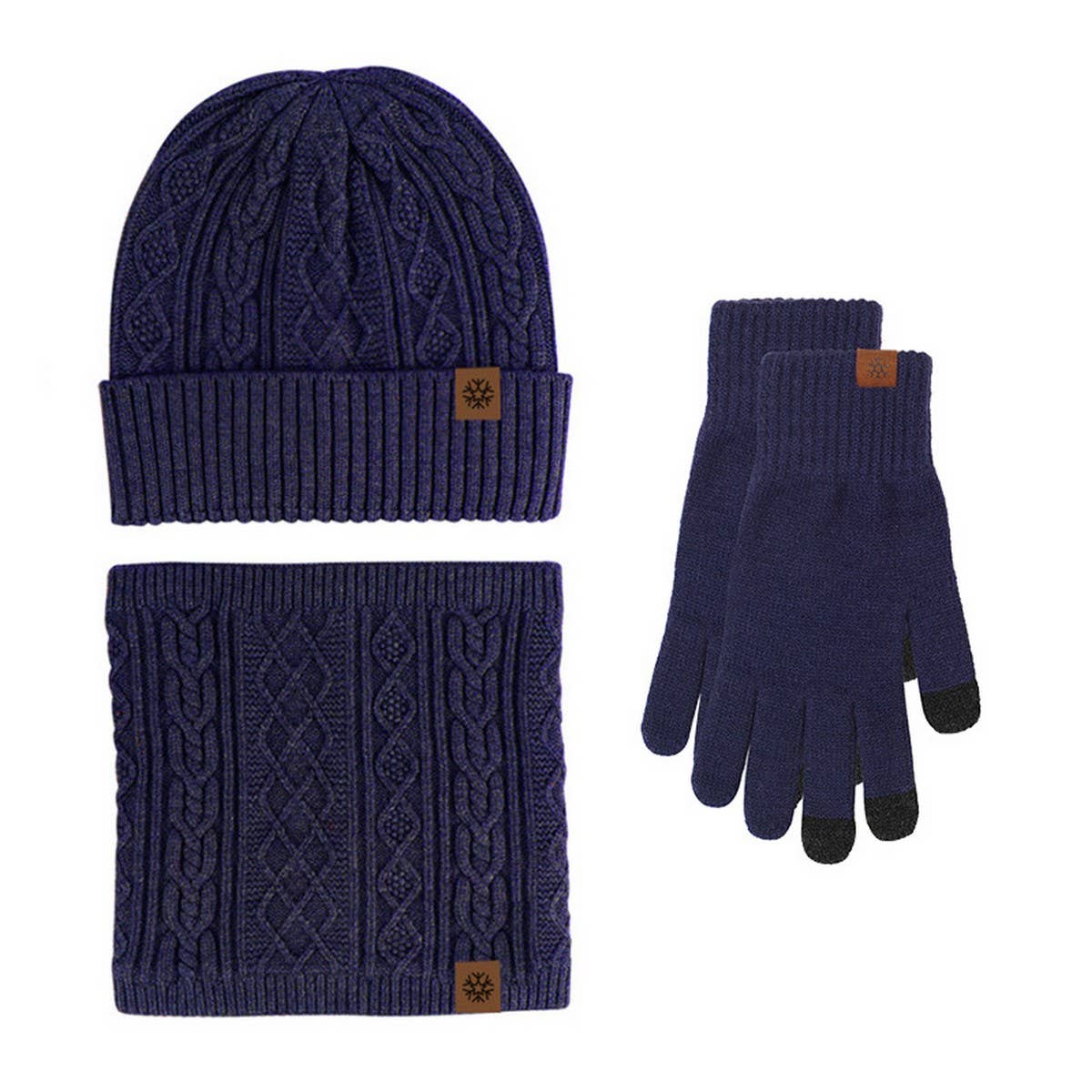 WINTER KNITTED PLUSH WARM WOOL THREE-PIECE SUIT