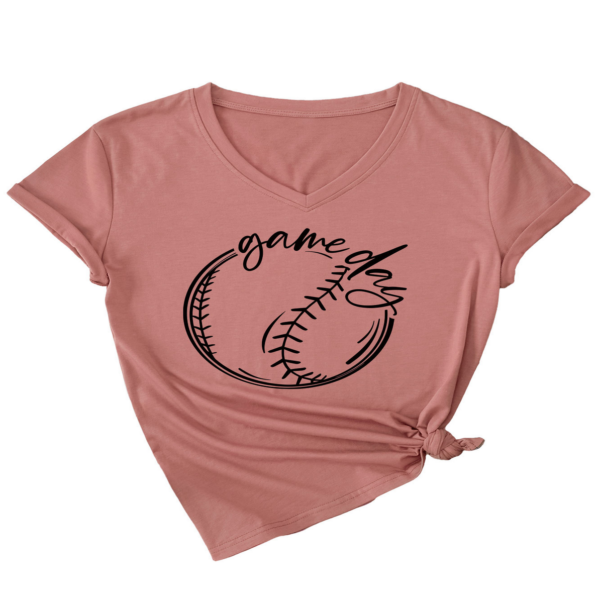 Casual Women?™s Tee ??Game Day V-Neck Design_CWTTS1535