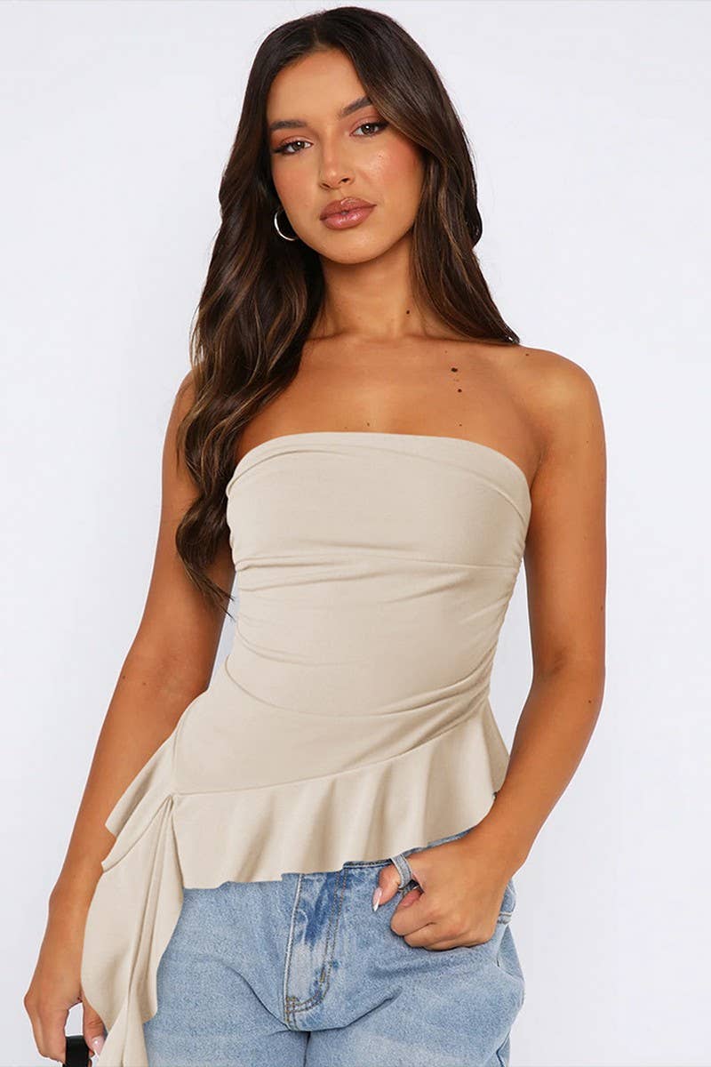 CWTTSL0465_HOT GIRL SLIM FIT TASSEL SEXY TUBE TOP VEST