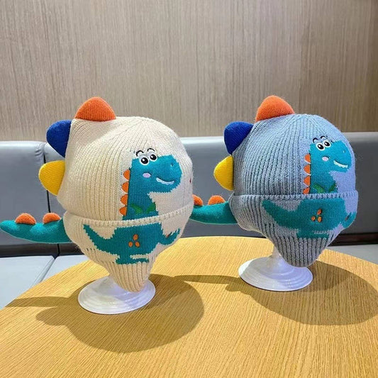 CWAH04562_KIDS DINOSAUR KNIT HAT WINTER WARM BABY BEANIE