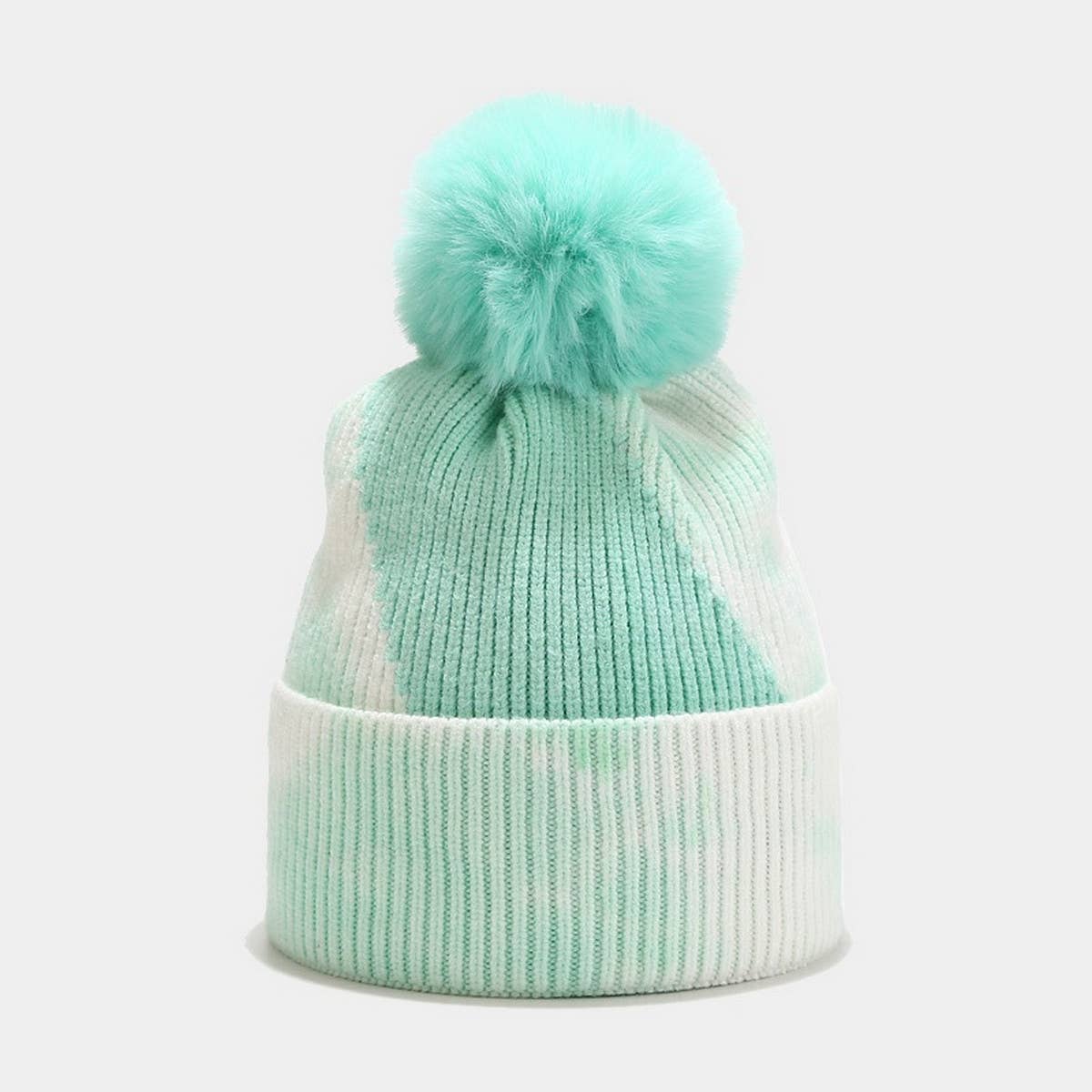 NEW TIE-DYE POM-POM KNITTED HAT_CWAH1619
