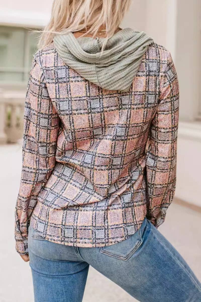 CWOHOL1044_HOODED DRAWSTRING LONG-SLEEVED SHIRT TOP