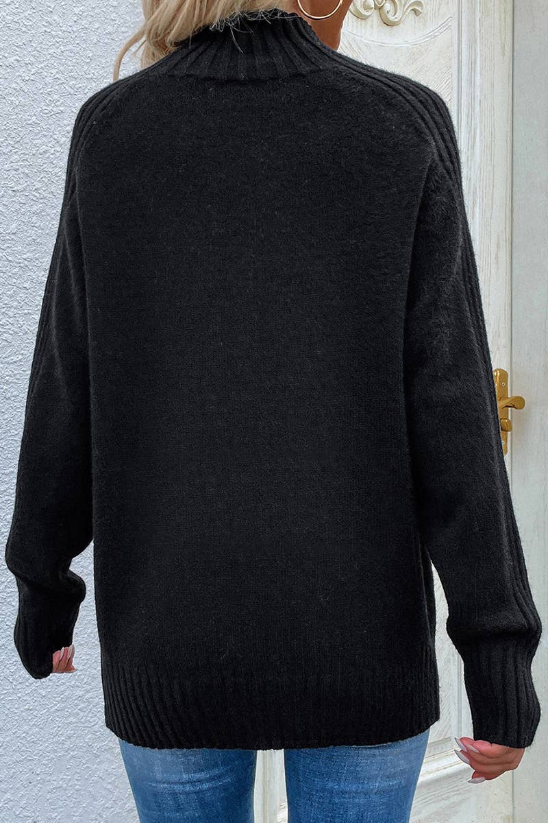 CWOSWL611  Turtle Neck Long Sleeve Pullover Sweater
