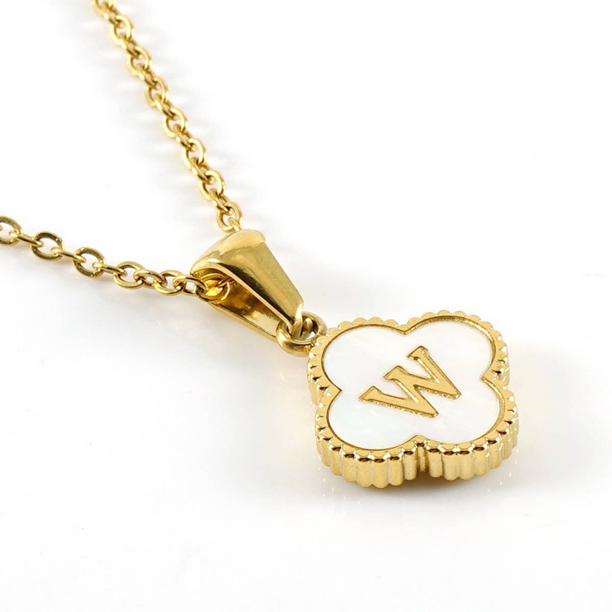 CWAJE1944_Simple Four Leaf Clover Letter Necklace