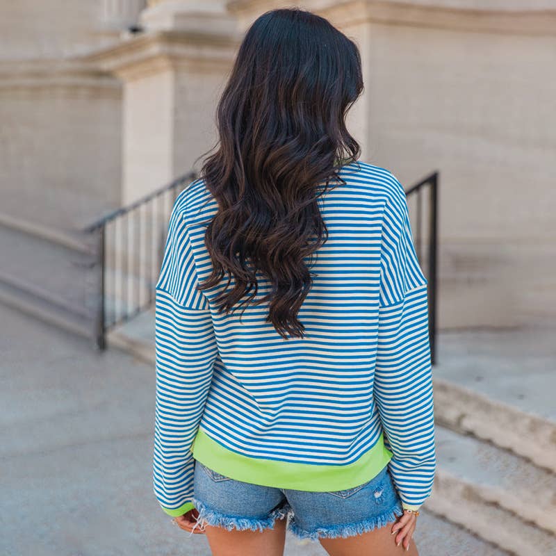 CREW-NECK SPLICED PULLOVER LOOSE CASUAL HOODIE