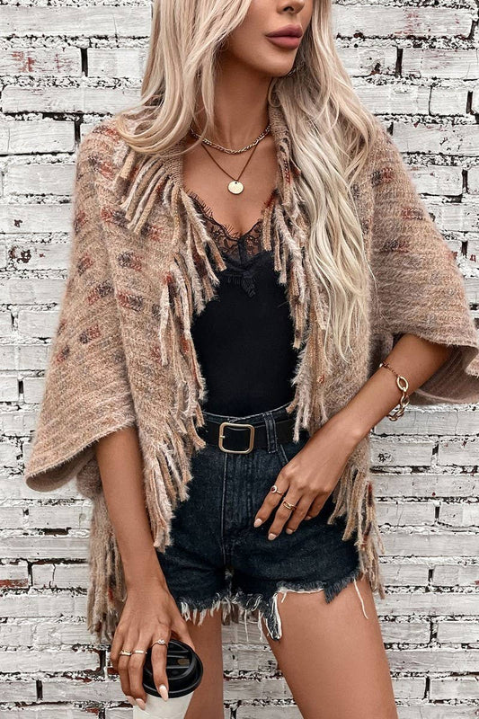 CWOCAS0049_COLORFUL PLAID KNITTED FRINGED CAPE SHAWL