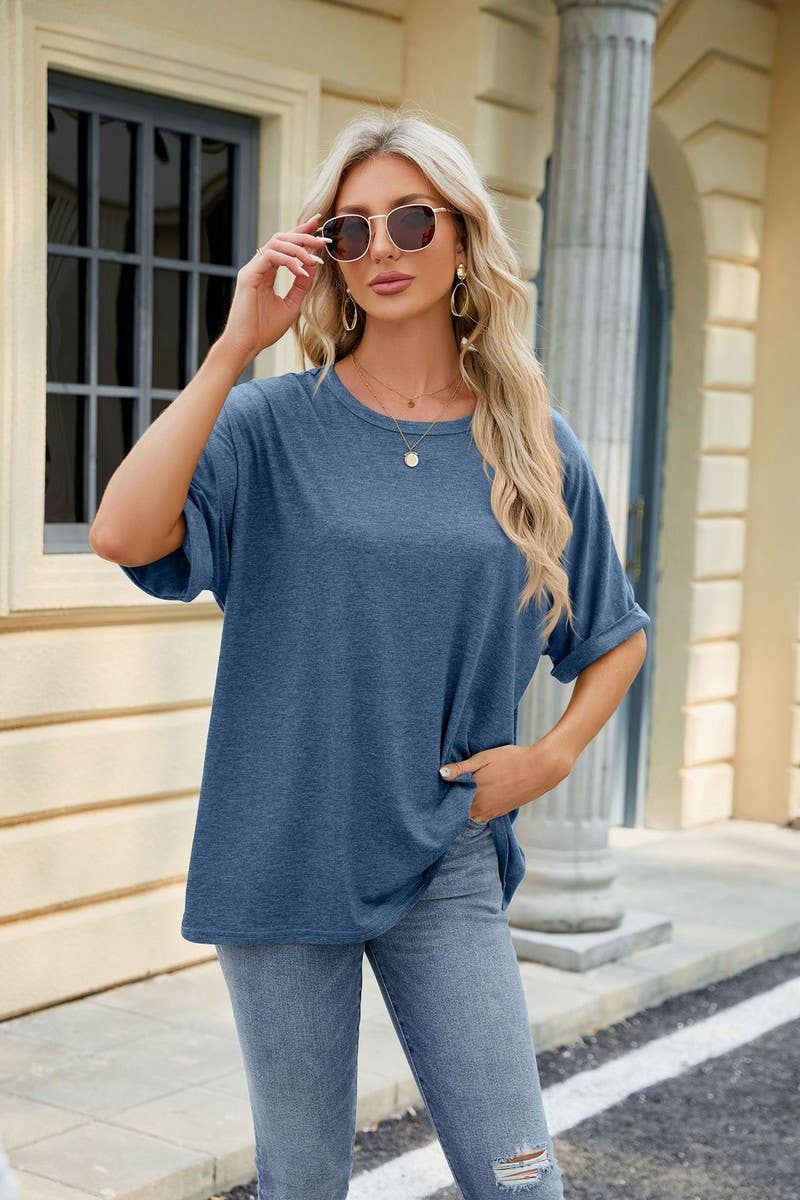 CWTTS0816_Round Neck Short Sleeve Knit Top