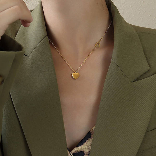 FRENCH SIMPLE DOUBLE HEART PENDANT NECKLACE