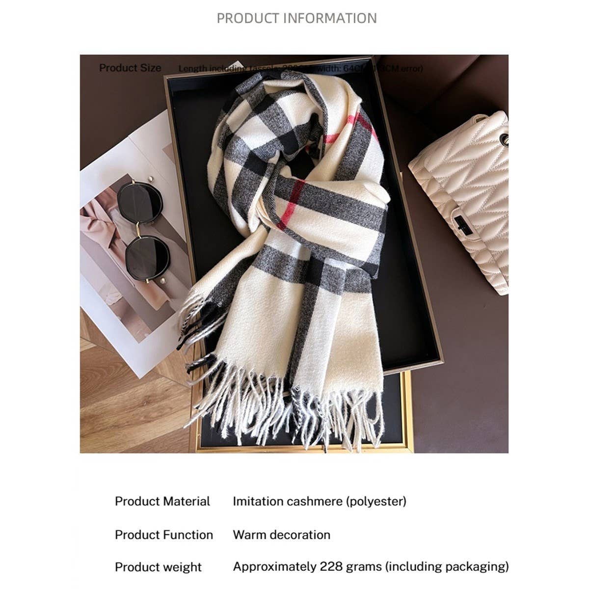 Classic Tartan Warm Scarf for Fall and Winter