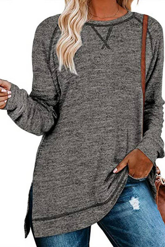 CWTTL1652_Round neck Long Sleeve Pullover Top