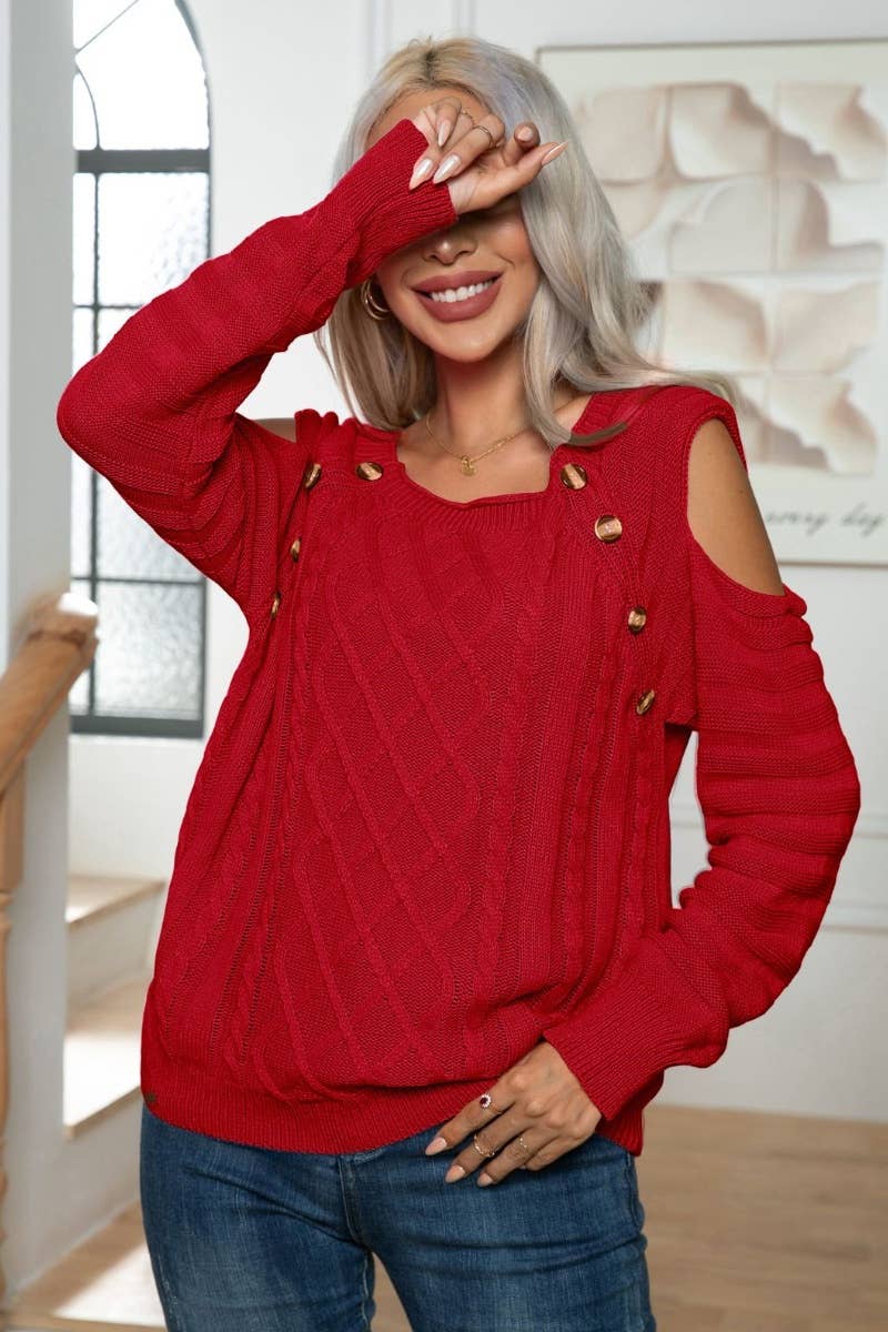 CWOSWL6368_WINTER BUTTON-DOWN LONG-SLEEVED SWEATER
