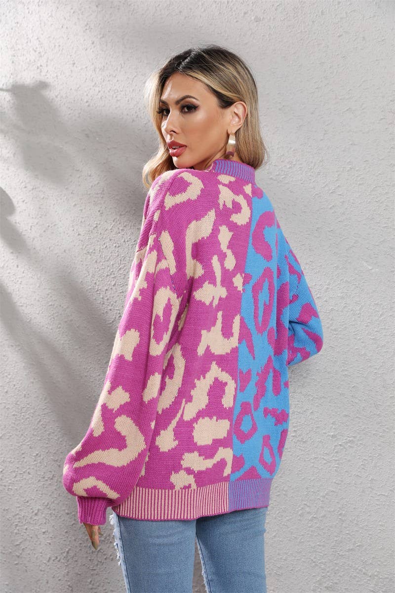 CWOCAL0928_LEOPARD PRINT BUTTON-DOWN KNITTED CARDIGAN