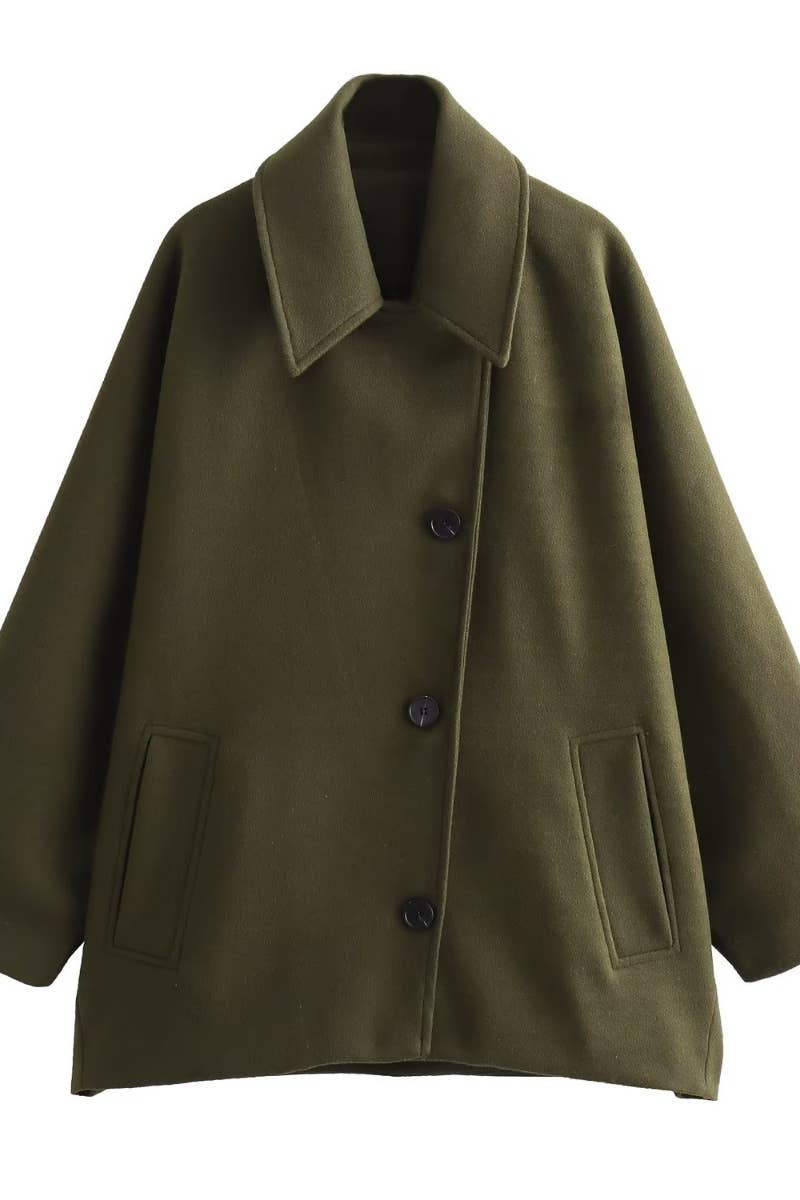 CWOCO0903_FALL FASHION BUTTON-UP LONG-SLEEVED COAT