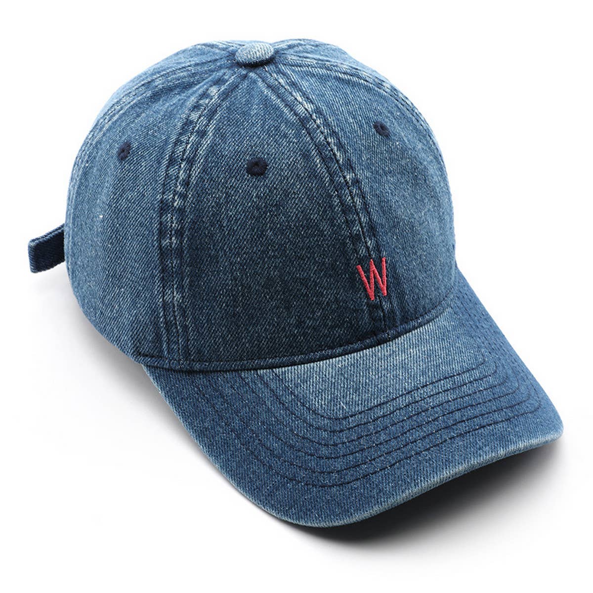 CWAH3213_VINTAGE DENIM LETTER EMBROIDERY BASEBALL CAP