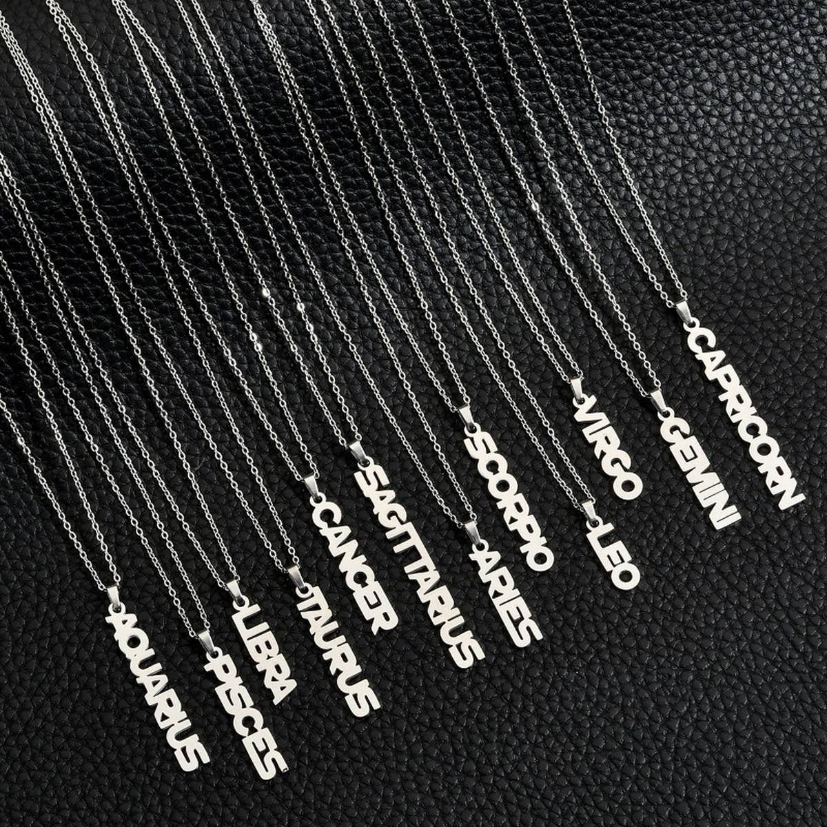 CLAVICLE CHAIN TWELVE ZODIAC TITANIUM NECKLACE