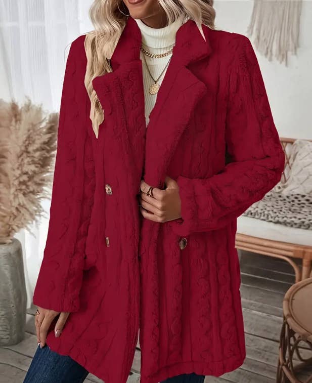 COMFORTABLE CASUAL WARM SUIT COLLAR FUR COAT