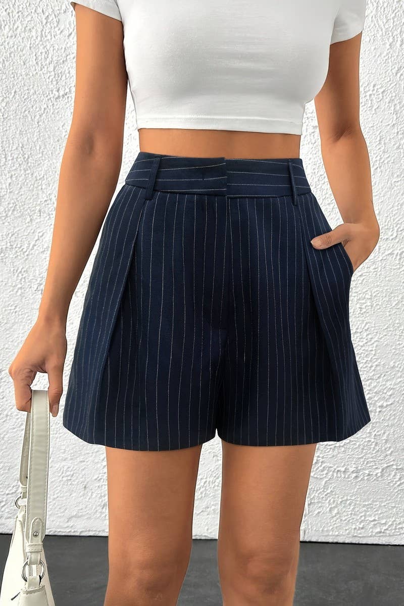 CWBSP0602_STRIPED DOUBLE-POCKET WOVEN SHORTS