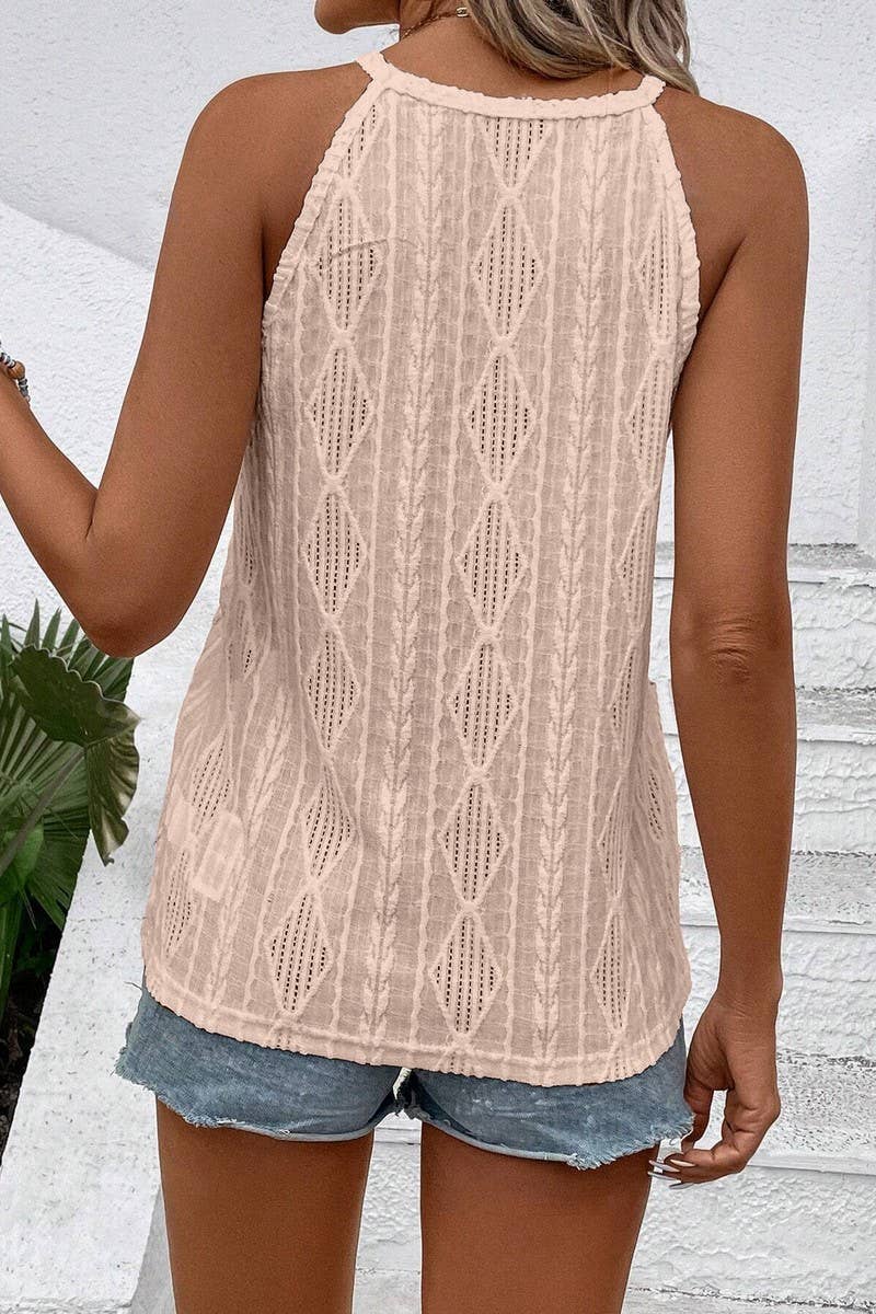 CWTTK0805_SOLID COLOR JACQUARD CAMISOLE KNITTED VEST