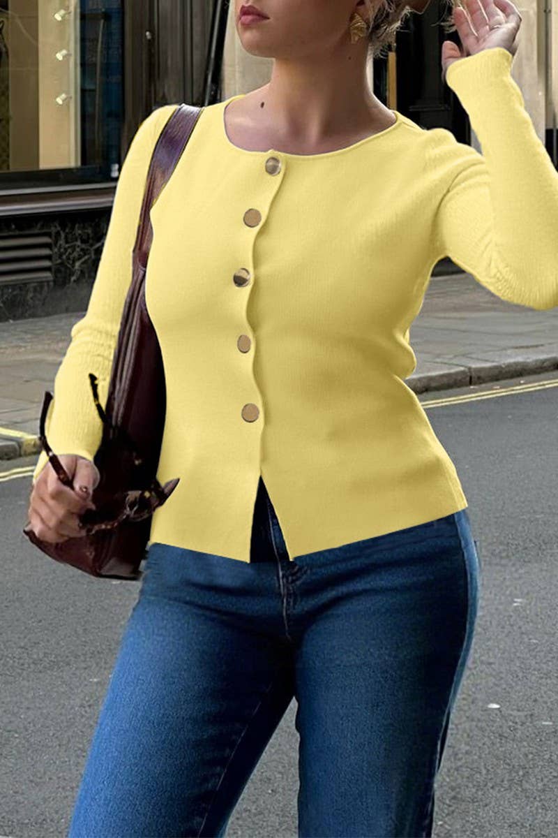 CWOCAL00755_LONG-SLEEVED BUTTON-DOWN KNIT TOP