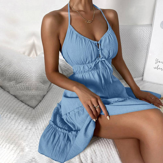 BUCOLIC SEXY HALTER HALTER DRESS