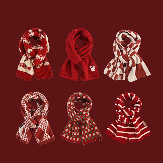 Red Knit Scarf - Cozy Winter Christmas Gift_CWASC1500