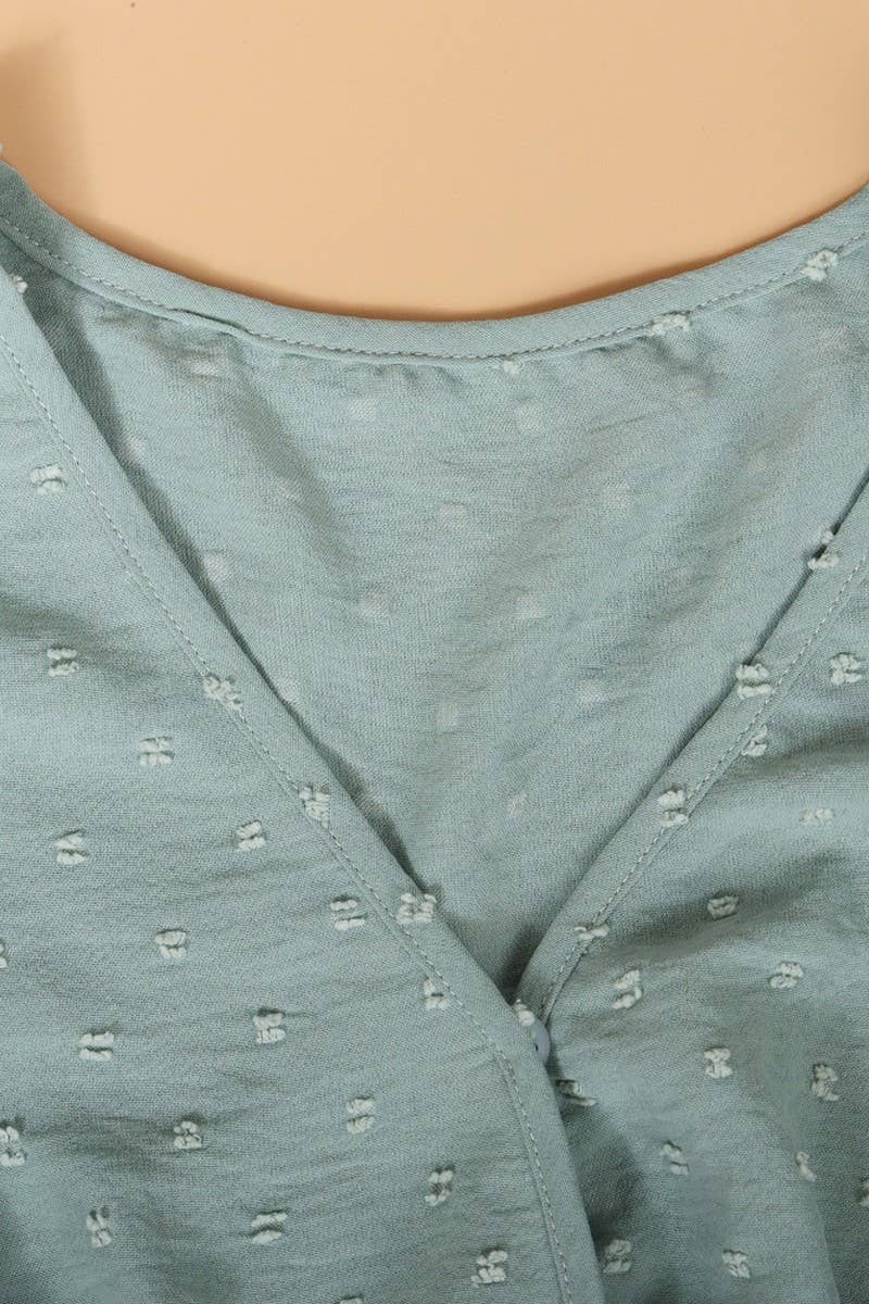 CWDSD4003_V-NECK PINCHED WAIST JACQUARD SHORT DRESS