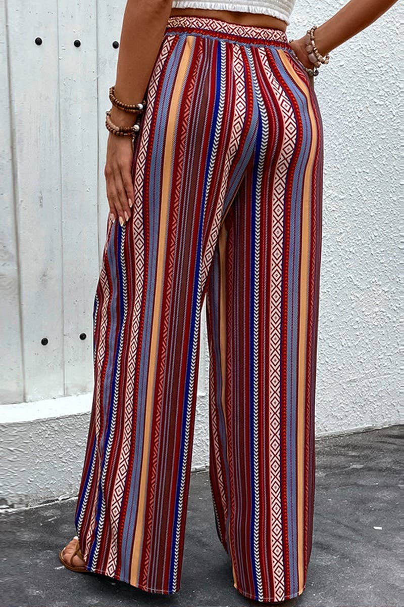 CWBLP0763_PRINTED ELASTIC WAIST WIDE-LEG TROUSERS