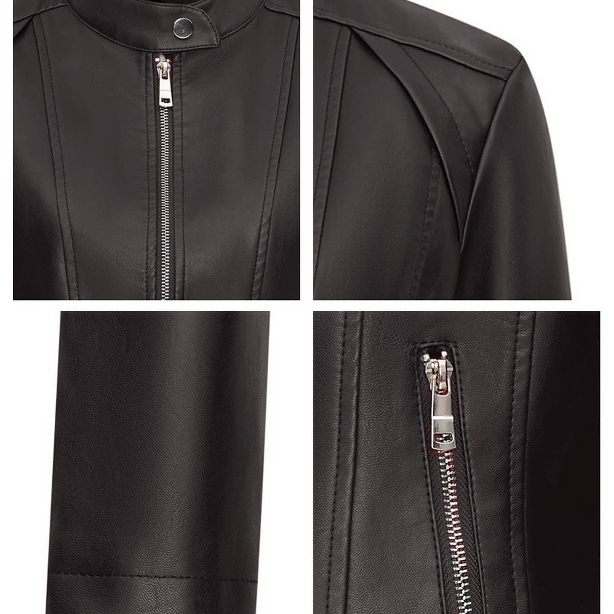Red PU Leather Jacket ??Stand Collar Spring/Fall_CWMM9012