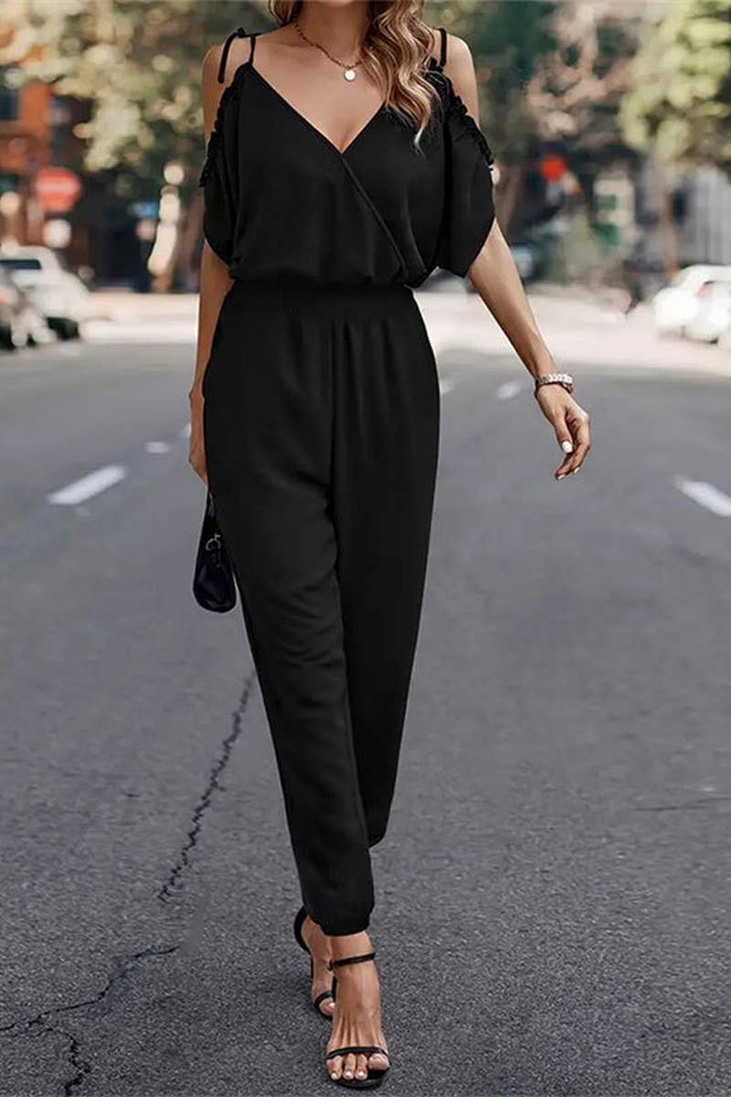 CWSBSS0059_STRAPLESS CROSS-NECK LOOSE WAIST JUMPSUIT