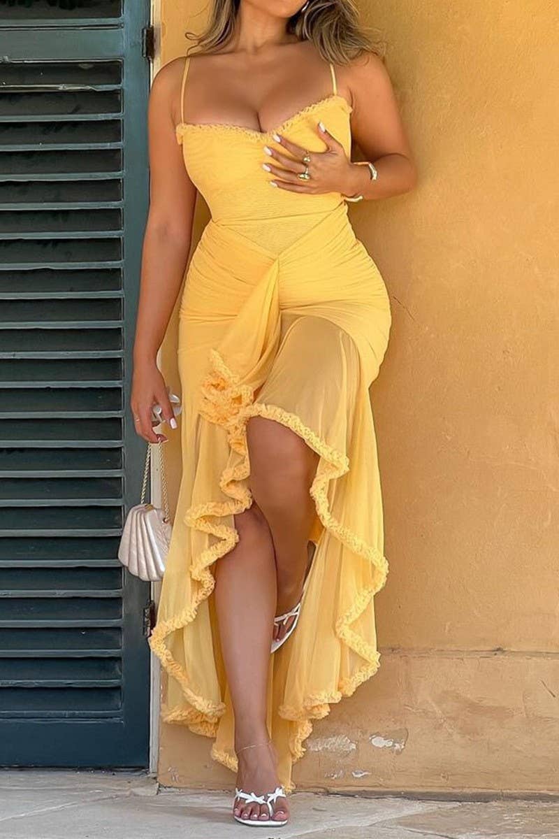 CWDMD01066_SOLID COLOR SUSPENDER PLEATED SLEEVELESS DRESS