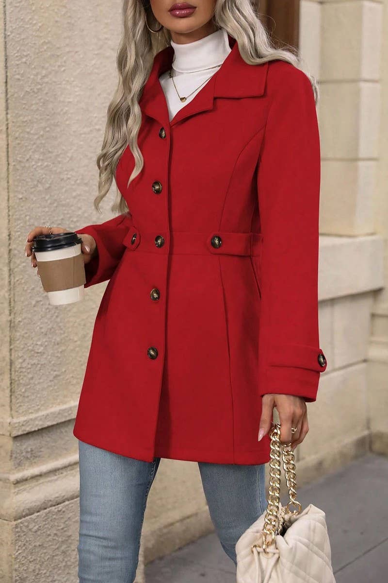 CWOCO00230_SOLID COLOR LAPEL WOOLEN SUIT SLIM COAT