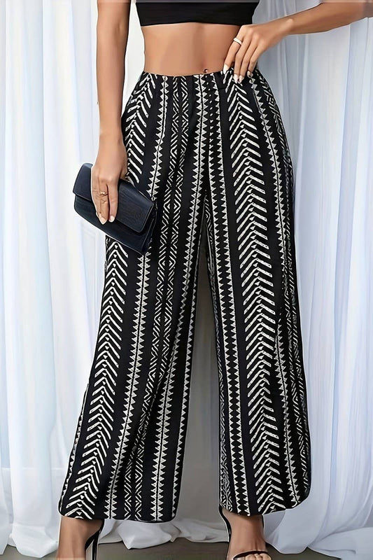 CWBLP1139_GEOMETRIC ELASTICATED STRAIGHT-LEG TROUSERS