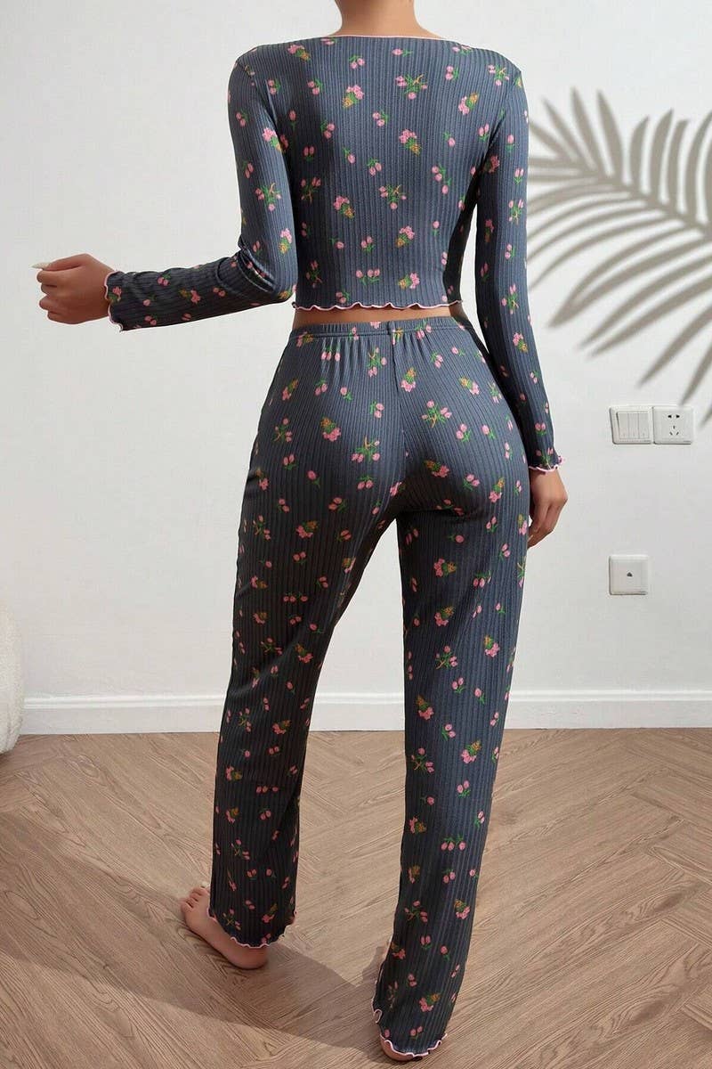 CWSPJ00472_FLORAL PRINT LONG SLEEVE PANTS PAJAMA SET